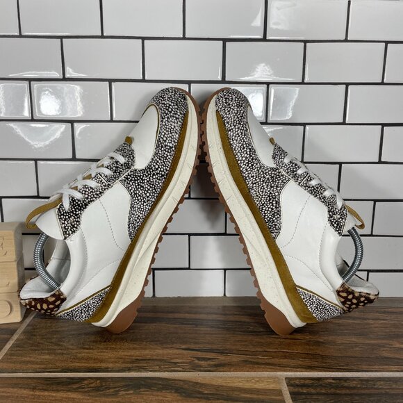 Madewell Kickoff Trainer Womens 9.5 Shoes Multicolor Leather Calf Hair Sneaker - Picture 6 of 14